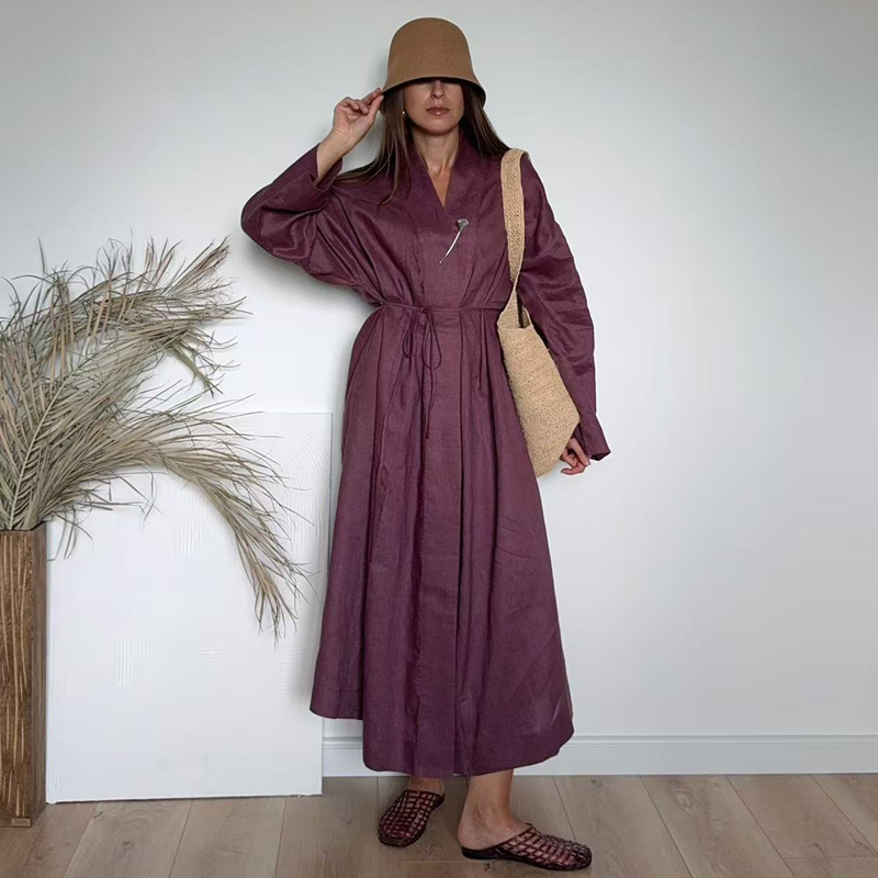 Лето-Осенний льняной кардиган 202, длинная верхняя одежда, женская накидка