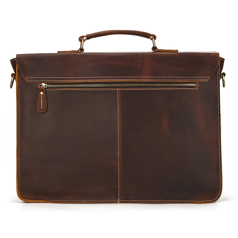 Borsa da uomo in pelle retrò Borsa per computer orizzontale in pelle Crazy Horse Borsa a tracolla casual da uomo in pelle con strato superiore