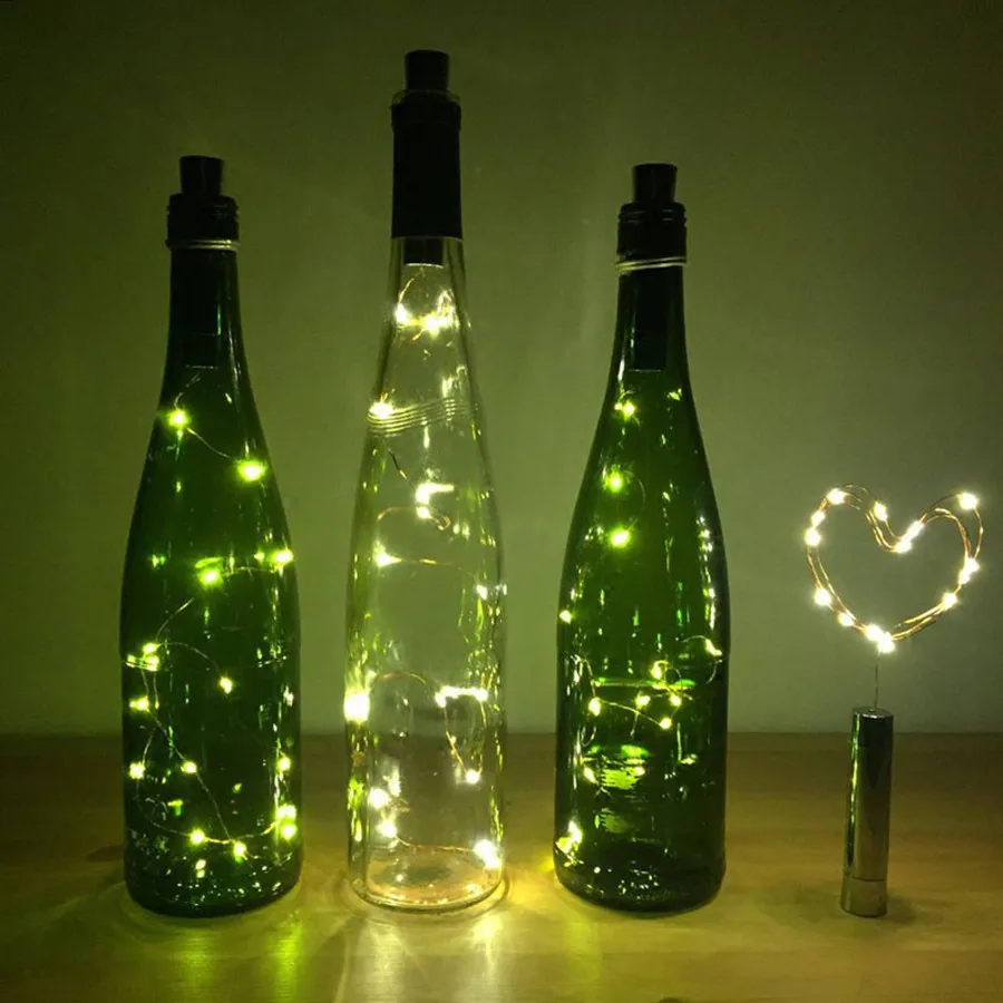 10PCS 2M Kork Geformt Wein Flasche Lichter LED Weihnachten Sternen Lichterketten Kupfer Draht Urlaub Neue Jahr Flasche fee Licht