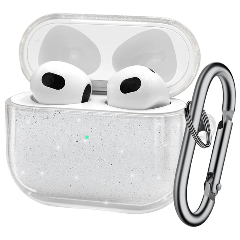 Bling Glitzer Weiche TPU-Kopfhörerhülle mit Schlüsselanhänger für Airpods Pro 2. Generation Air Pods 4 2024 3 2 1 3. Generation Cover-Zubehör