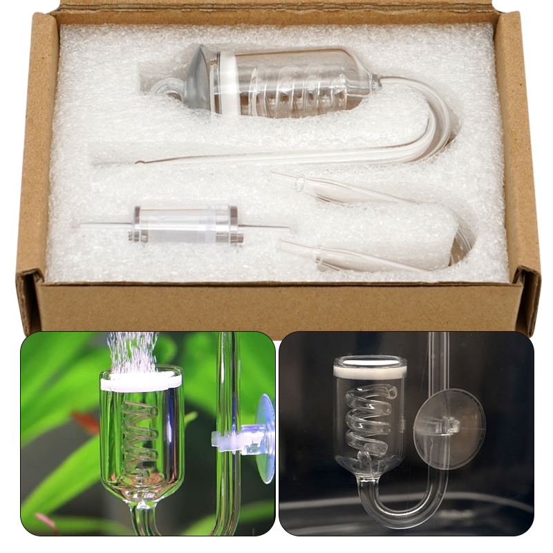 CO2 Diffuser Aquarium Glass Spiral Carbon Dioxide Atomizer Diffuser With Suction Cup For Aquarium Fish Tank Accessories