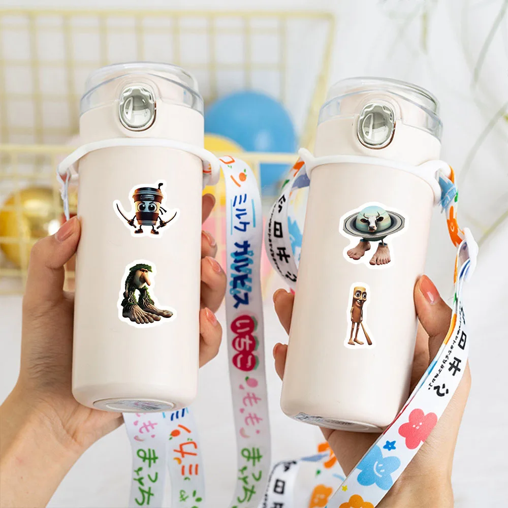500pcs/Roll Tung Tung Sahur 이탈리아어 Brainrot AI Abstrac 씰링 스티커 DIY PVC 노트북 데칼 장식 Stiker 보상 선물 완구