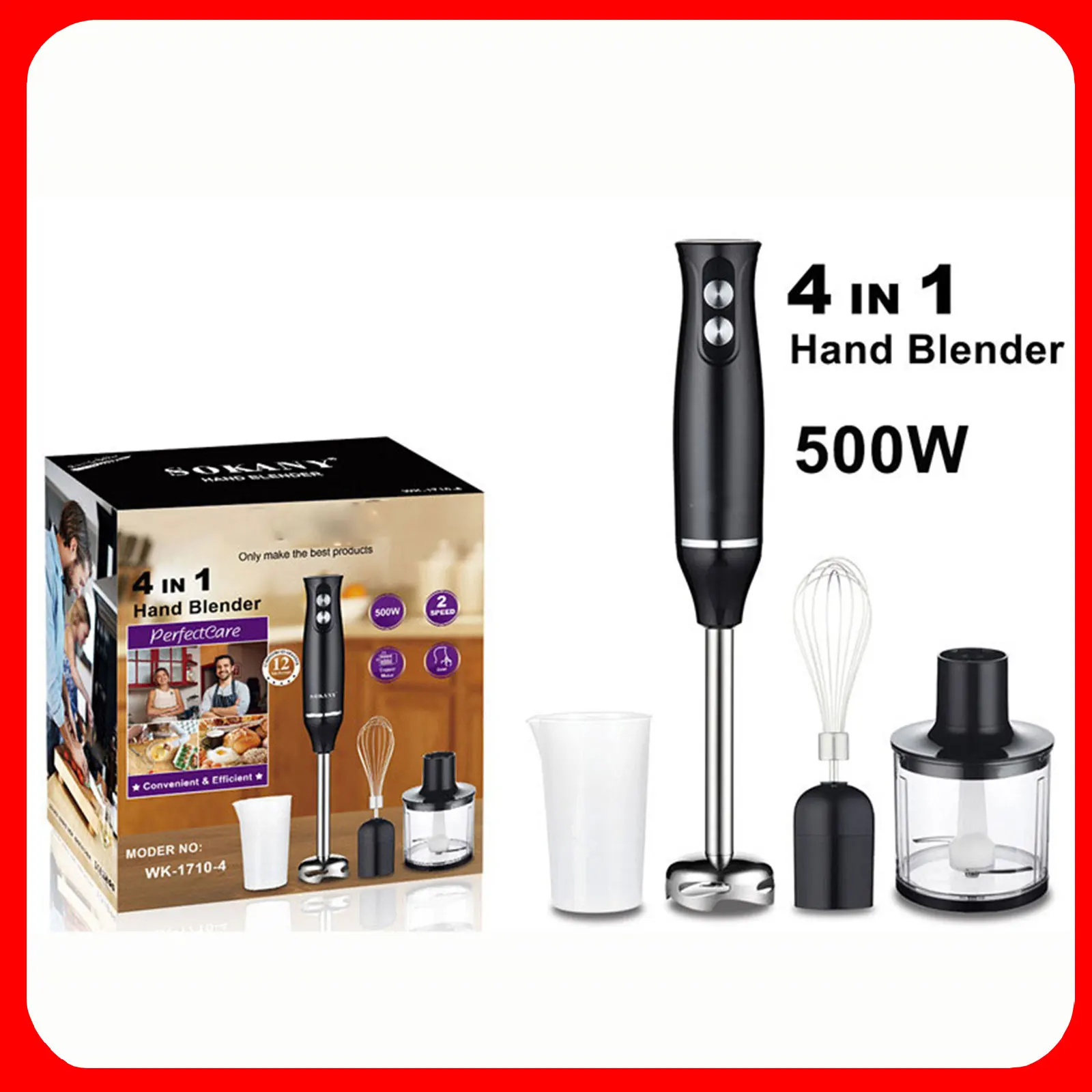 4-in-1-Elektromixer, 304 Edelstahlmaterial, geeignet für Küchenlebensmittel, Babynahrung.