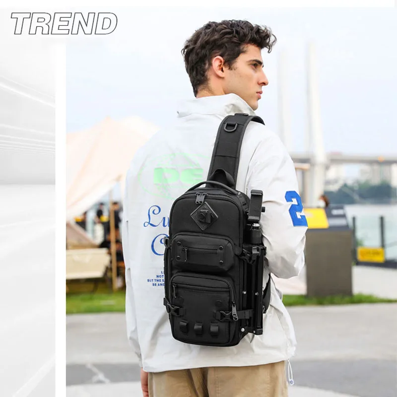 ผู้ชายกระเป๋ากลางแจ้งยุทธวิธีหนึ่งไหล่Crossbodyกระเป๋าความจุสูงกันน้ํากีฬากระเป๋าสําหรับกระเป๋าสะพายชาย