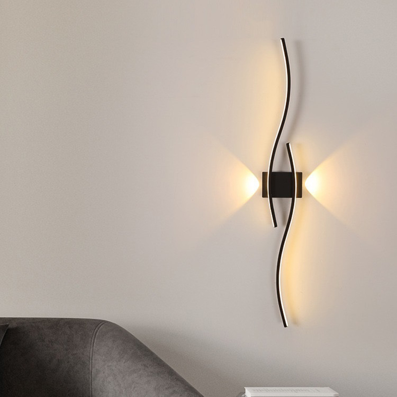 Luces de pared LED para interiores, lámparas de pared para dormitorio, apliques de pared para cabecera, iluminación interior negra, dorada y blanca para pasillo, balcón