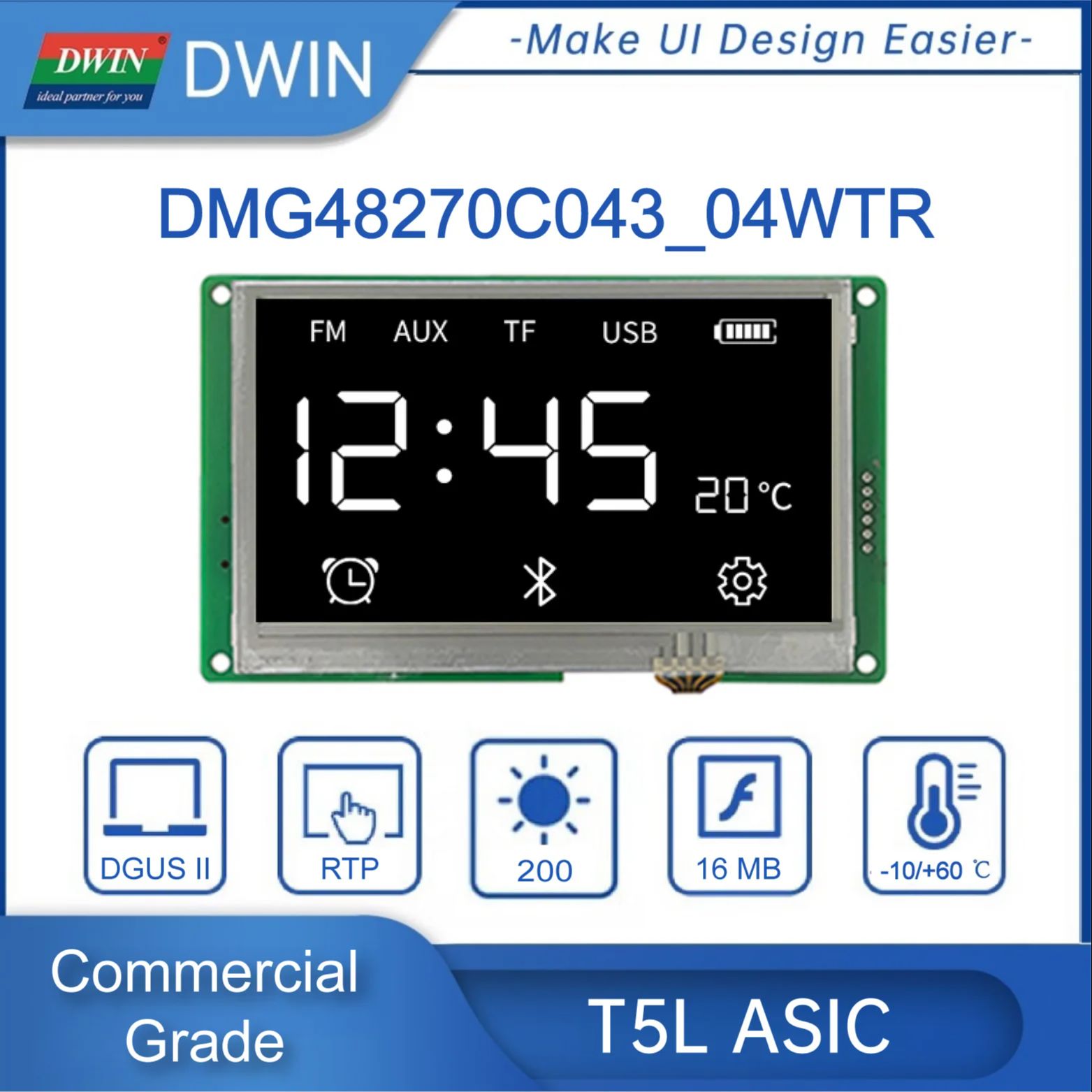 Vendita calda DWIN 4.3 pollici 480x272 TFT Display LCD HMI Touch Screen Smart Screen prezzo basso