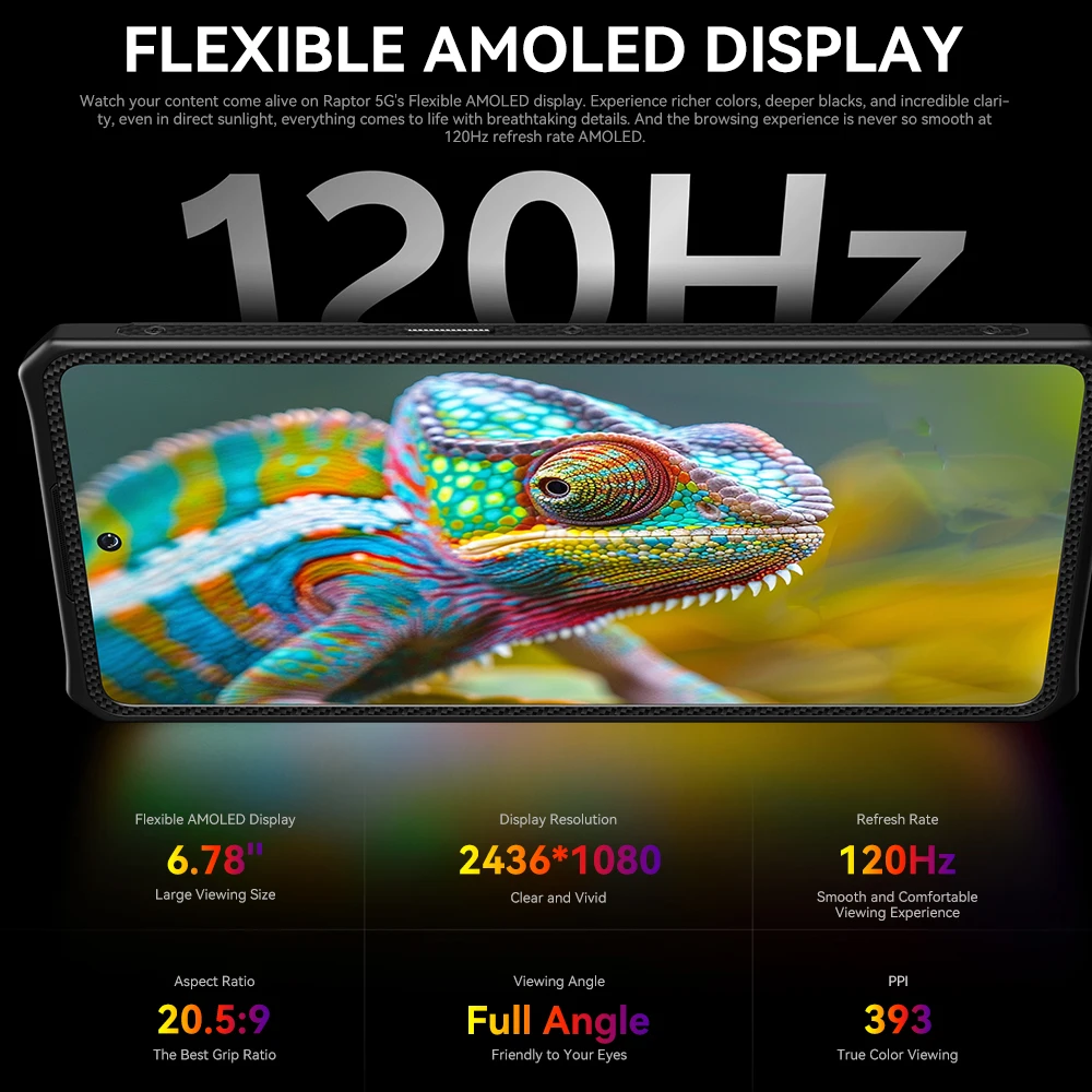 IIIF150 Raptor 5G robuuste smartphone Android 14 mobiele telefoon 6,78 '' 120 Hz AMOLED-display 16 GB + 512 GB 50 MP 65 W 10000 mAh telefoon