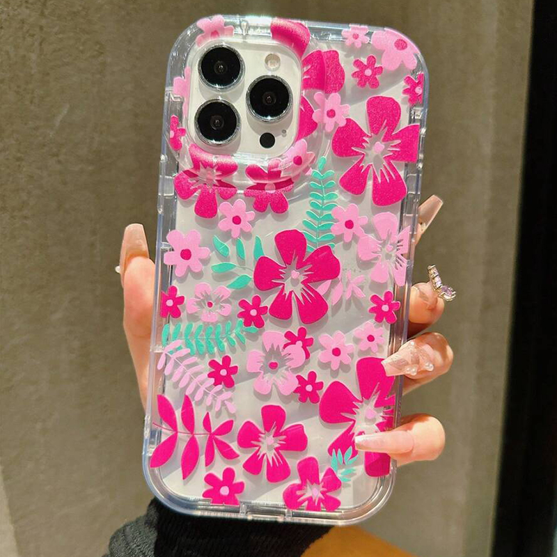 Funda de teléfono Floral rosa de verano con flores para iPhone 13 11 12 14 15 16 Pro Max XR X XS 7 8 15 Plus SE cubierta transparente a prueba de golpes