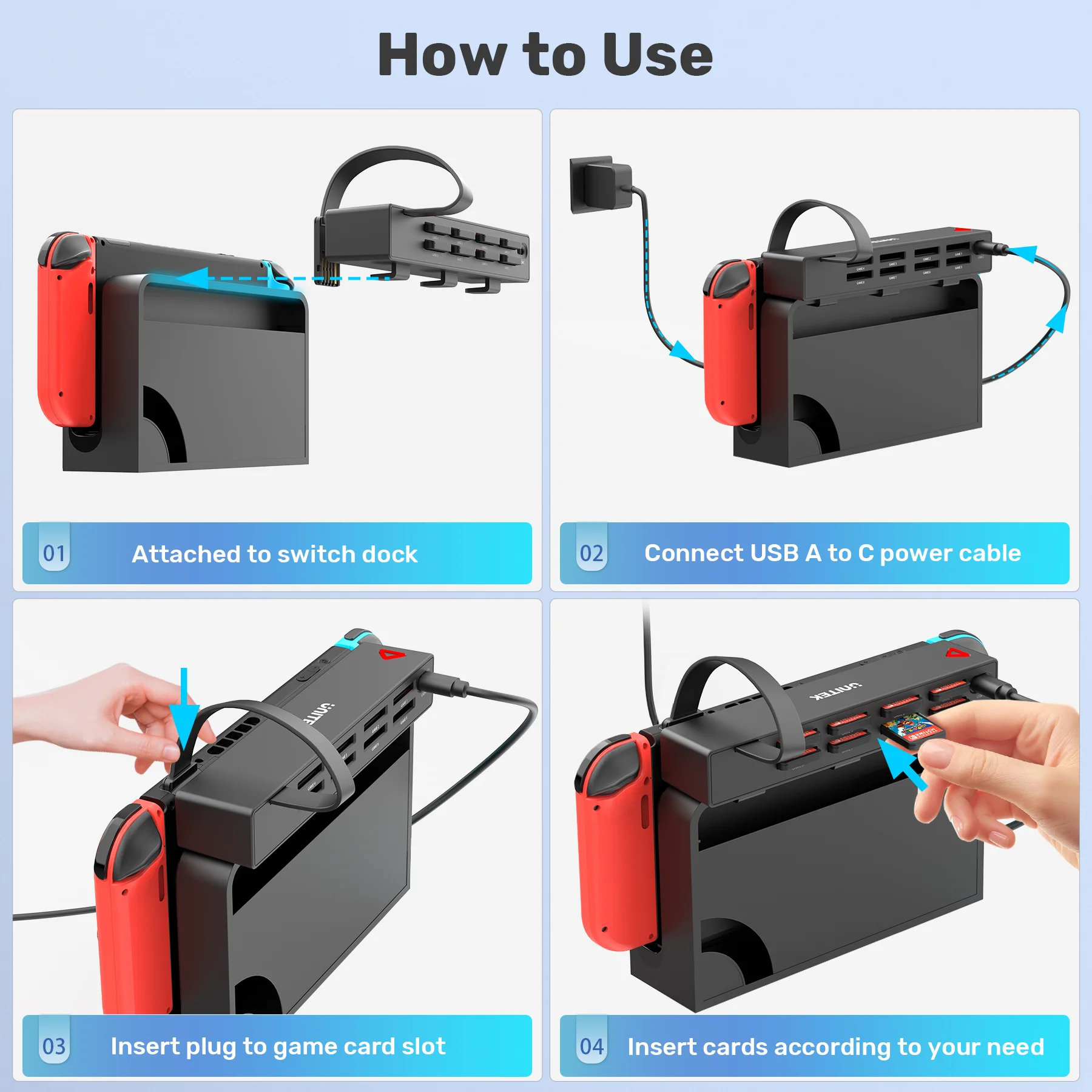 Conmutador de juegos OLED para Nintendo Switch, lector de tarjetas multijuegos de conmutación rápida de una tecla, Control inalámbrico de 5M, accesorios NS