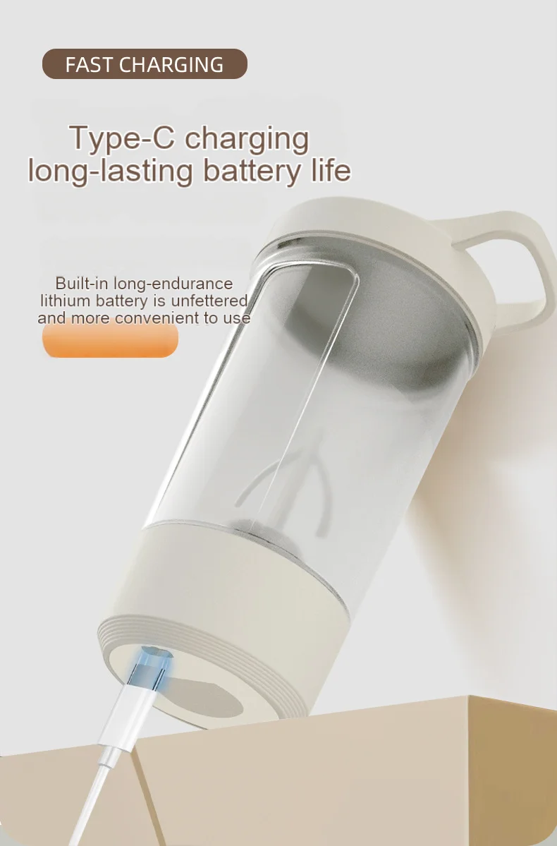 Botella coctelera de proteínas eléctrica USB, taza de licuadora recargable portátil de 1200mAh, tazas mezcladas multiusos de 450ml para entrenamiento físico