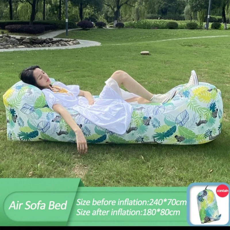 Sofá inflable rápido para acampar, tumbona de aire, saco de dormir de playa, sofá de aire plegable portátil para viajes, Picnic al aire libre, silla de cama perezosa