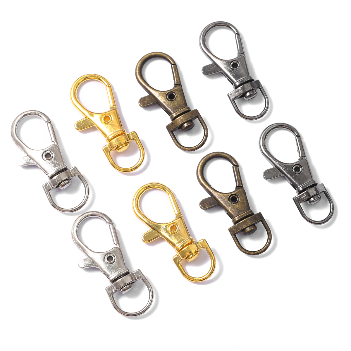 Split Key Ring com fecho giratório da lagosta, conector para o cinto do saco e correntes do cão, jóias DIY fazendo Descobertas, 20 PCs/Lot, 50 PCs/Lot