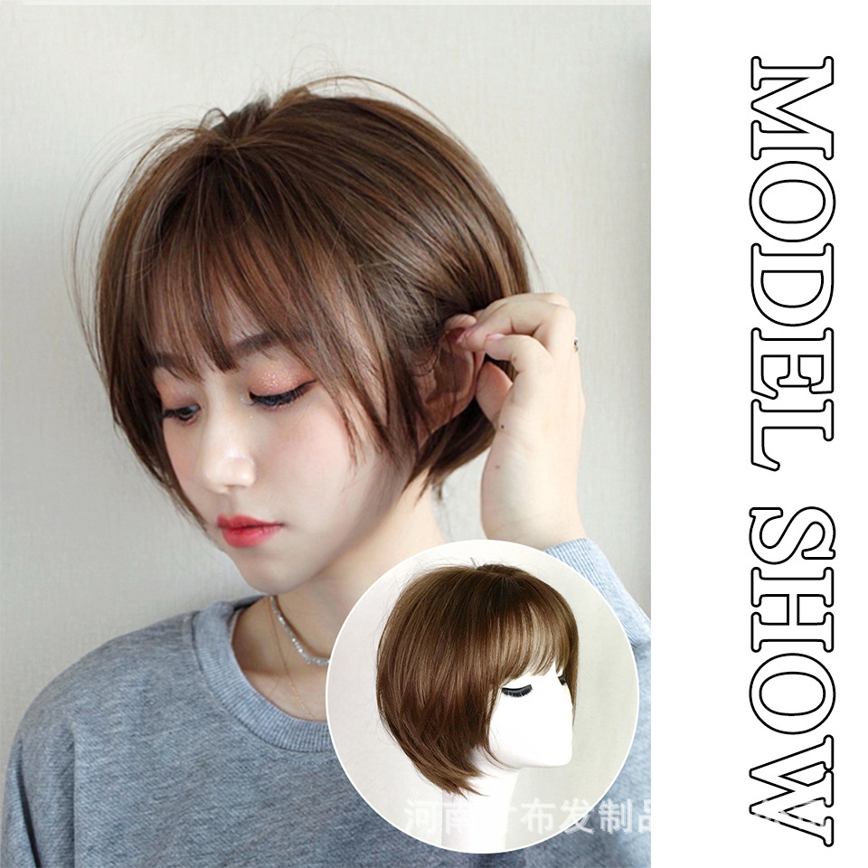 BEAUTYCODE Peruca de cabelo sintético liso bob para mulheres perucas curtas com franja resistente ao calor peruca cosplay de cabelo castanho escuro