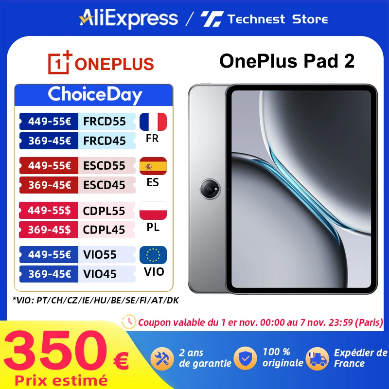 OnePlus Pad 2 Tablette 12GB 256GB Snapdragon 8 Gen 3 Chipset 3K Ecran 12 pouces Batterie 9510mAh