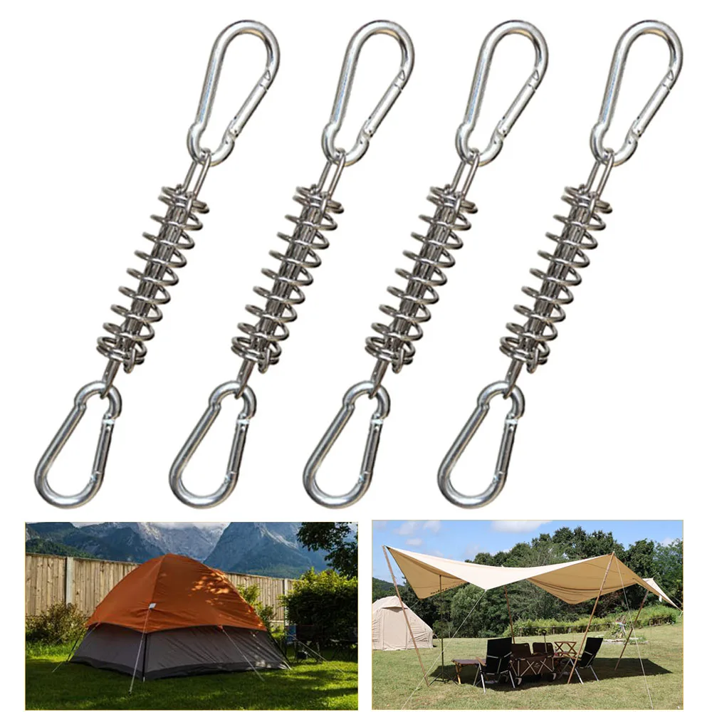 Tensor de tienda con hebilla de resorte, cuerda de viento para tienda de campaña, clavijas de cubierta con mosquetón, tensor de toldo, gancho fijo, 4/6 Uds.