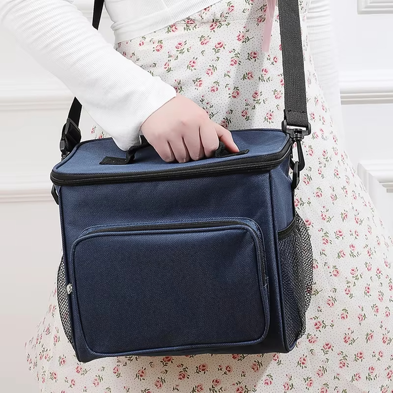 Portable lunch bag food thermal box durable waterproof office cooler lunchbox with adjustable shoulder strap insulated case. ZMT