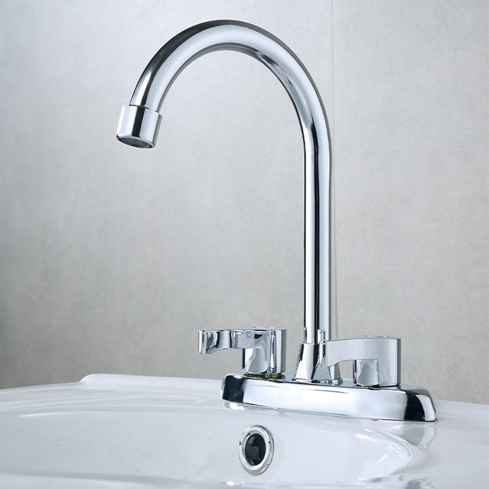 Double Hole Faucet Hot And Cold Water Mixer Tap Handle Deck Mounted Brass Kitchen Sink Faucet Washbasin Tap Easy Installation