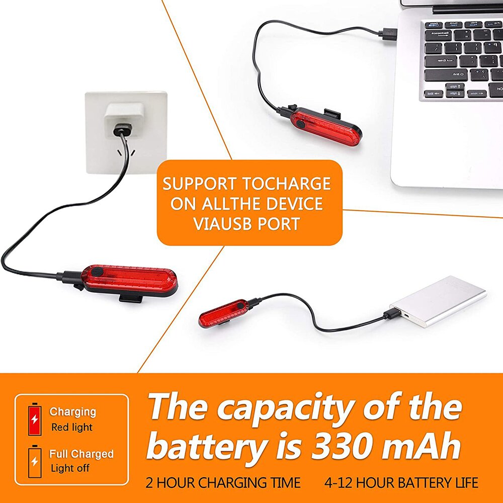 2PCS Bike Tail Lights USB Rechargeable Cycling Rear Light Waterproof Night Riding Safety Warning Taillight Bicycle Accessories