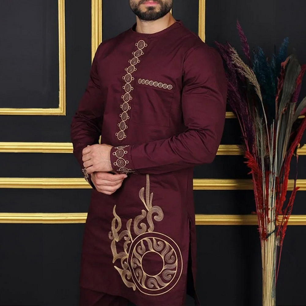 ชุดสูทพิมพ์ลาย Kaftan สำหรับผู้ชายเสื้อกางเกง2ชิ้นแบบลำลองพื้นเมืองแอฟริกันชุดชายแฟชั่นสำหรับงานแต่งงาน