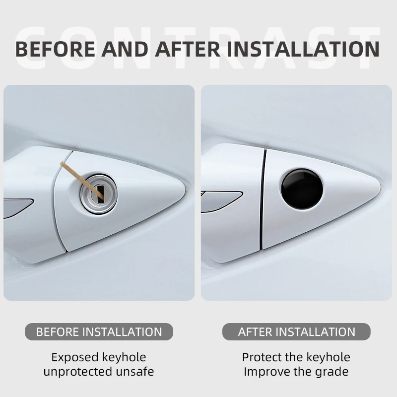 4pcs รถประตู Keyhole สติกเกอร์ประตูล็อคป้องกัน Self-กาวรูปลอก Universal อุปกรณ์เสริมสําหรับรถยนต์ BMW X3 X5 e46 e85 E60