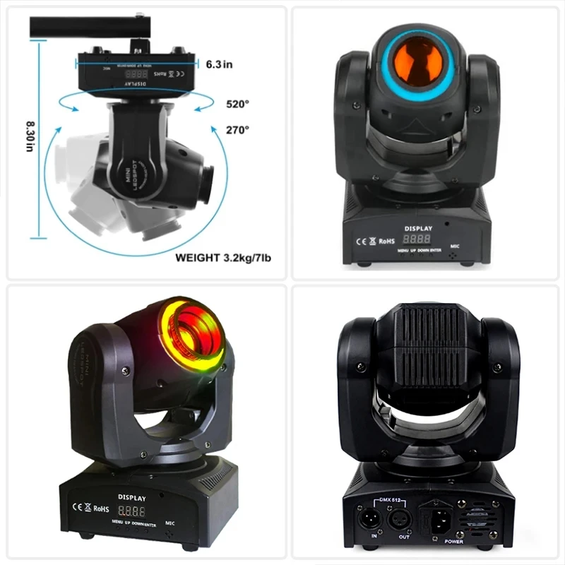 2024 Moving Head Beam Stage Party Bar Lamps 60W/80W Rotating Lamp Dj Disco Audience Led Spot Lights a Wariety of Pattern Light