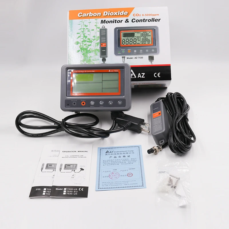 Detector do CO2 de Digitas com relé, AZ7530, verificador externo do dióxido de carbono, 0 ~ 5000 Ppm