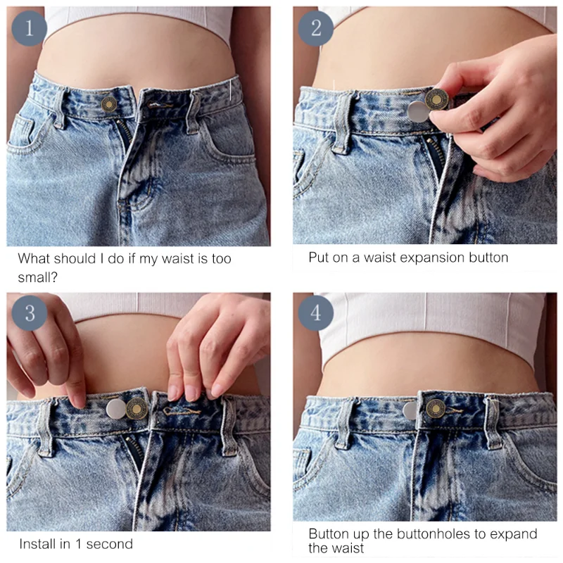 Extensor de botones de Metal para pantalones vaqueros, botones de costura gratis, extensores de cintura retráctiles ajustables, botón expansor de cintura