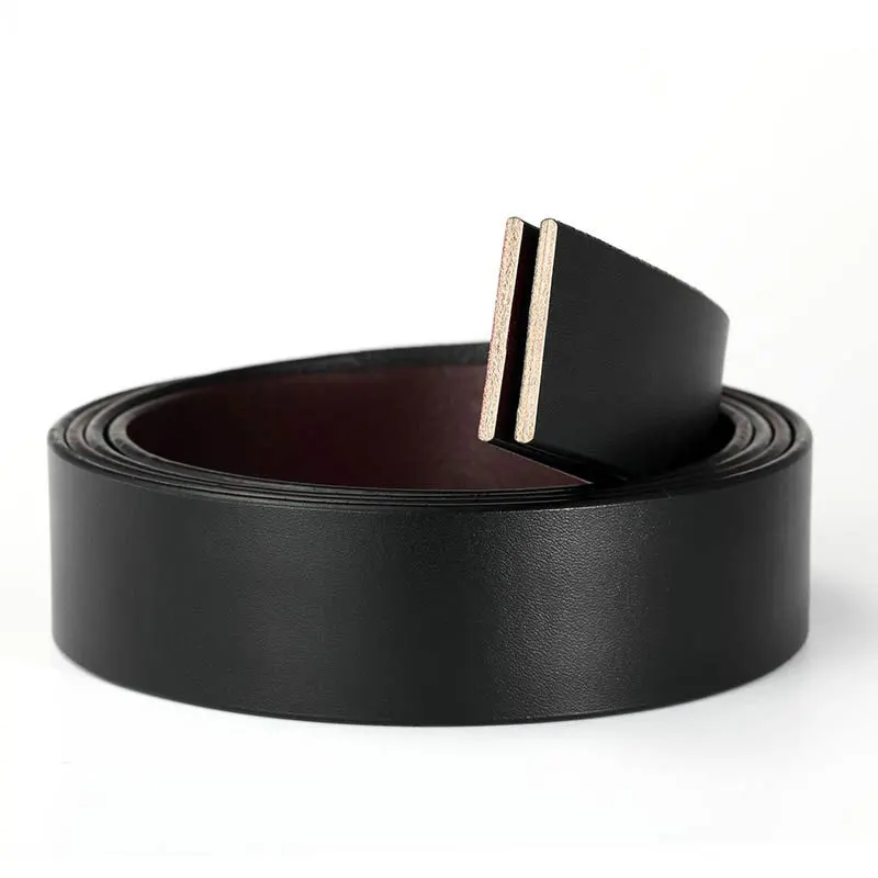 100% cinturón de cuero genuino de vaca auténtica sin hebilla para hebilla automática cuerpo de cinturón Vintage 3,50 cm de ancho piel de vaca negra y marrón