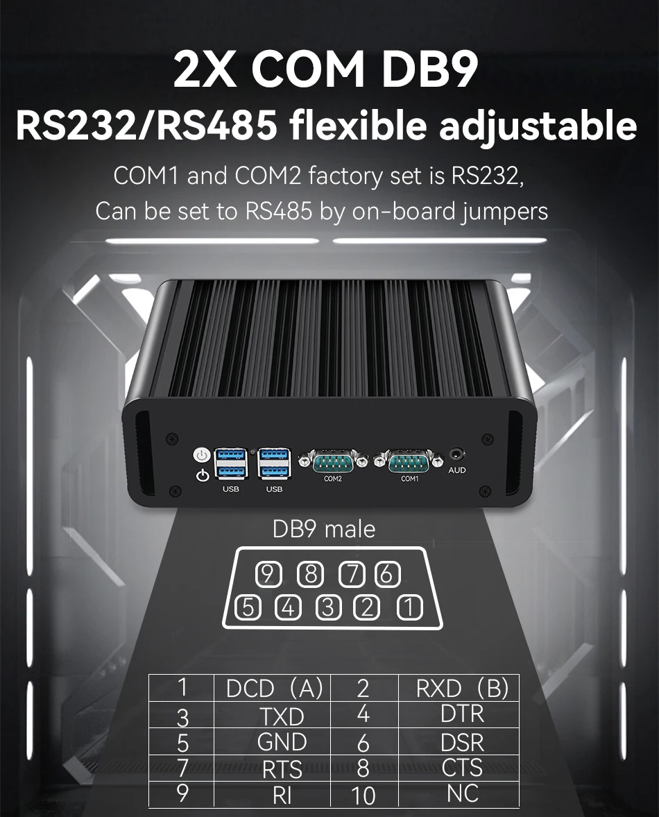 Промышленный ПК XCY безвентилятора i7-4600U i5-5200U 2 последовательных порта RS232 RS485 2x Ethernet 6xUSB Расширение Windows Linux GPIO Mini-PCIe