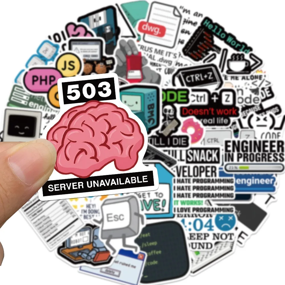 50PCS Engineer Programming Network Coding Hacker Stickers DIY Laptops Water Bottles Phones Decorative Stickers Perfect for Gift