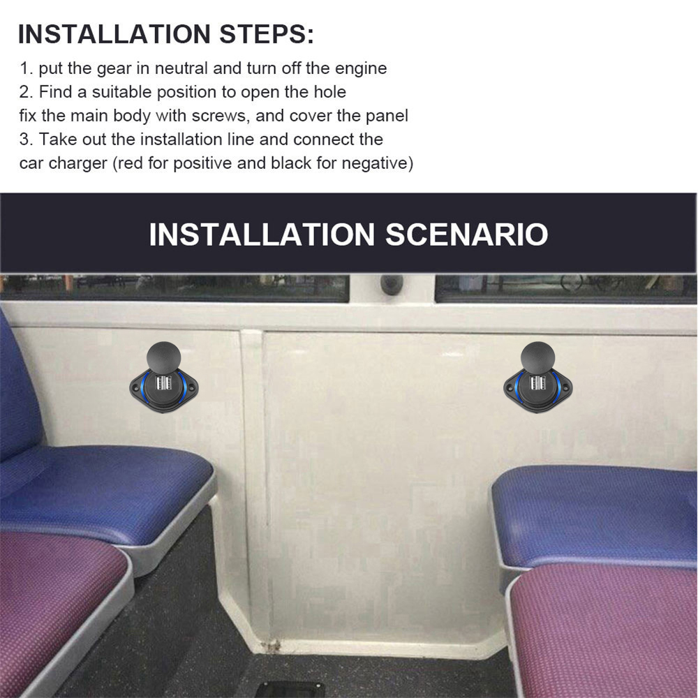 Dual-USB-Ladegerät, 12–24 V, 3,1 A, Auto-Ladegerät, Steckdosen-Adapter, Telefon-Aufladung für Motorrad, Auto, Boot, ATV, UTV, Wohnmobil, Wohnwagen