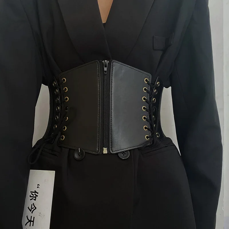 Cinto de espartilho frontal de renda para mulheres punk cinto largo feminino emagrecimento corpo elástico bustier cintura hip hop vestido gótico cinto
