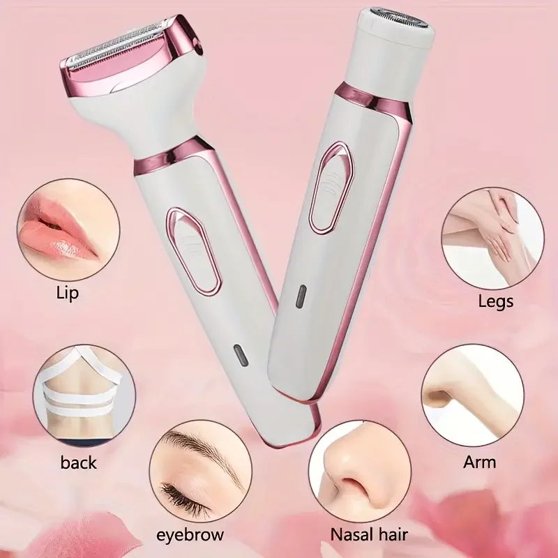 เครื่องโกนหนวดไฟฟ้า4ใน1สำหรับผู้หญิงเครื่องเล็มขนทั้งร่างกายเครื่องกำจัดขนที่แขนรักแร้ส่วนตัวเครื่องกำจัดขนแบบแห้งและเปียกไม่เจ็บ