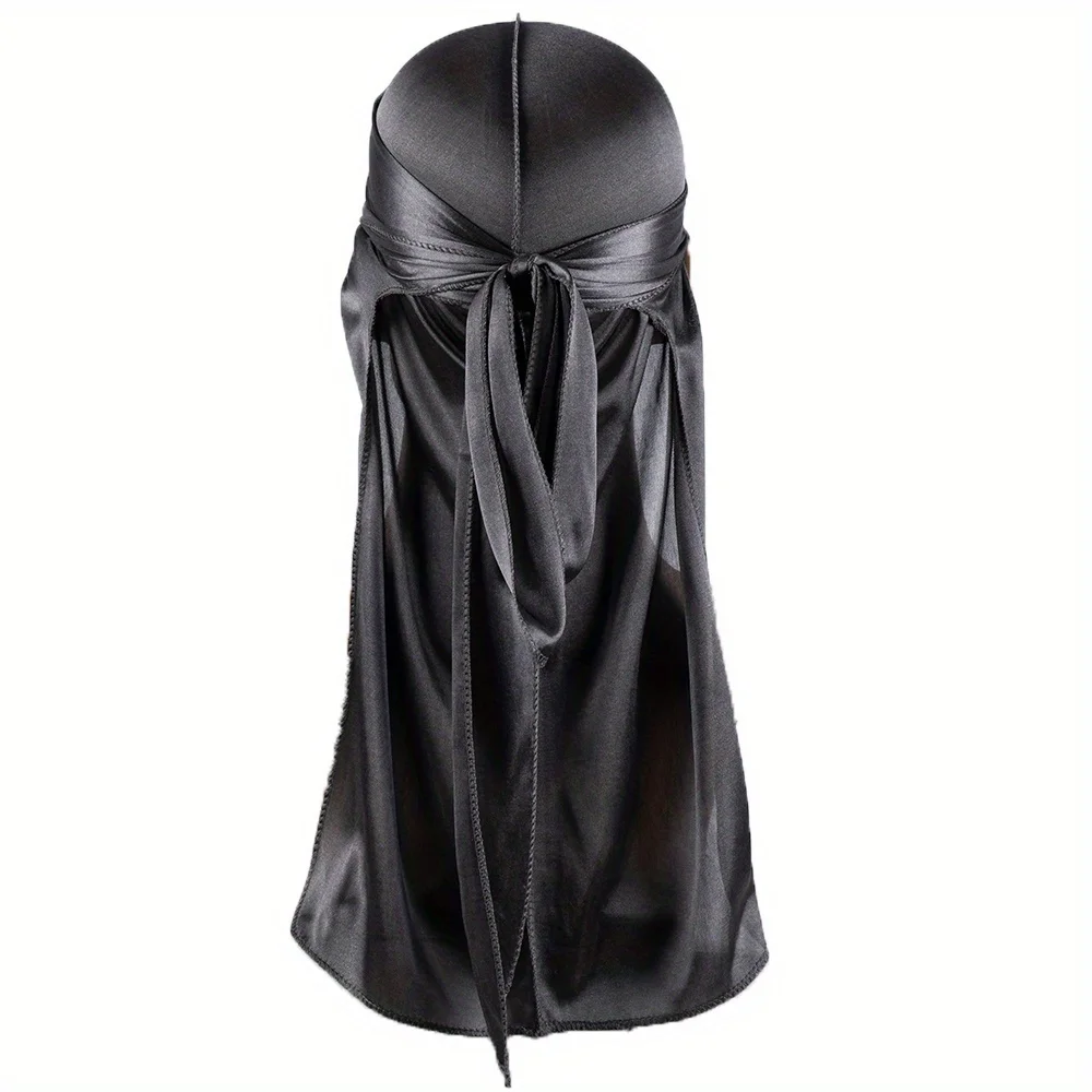 Gorro Durag de seda para hombre, Bandana sedosa Du Rag Doo Rag, gorro con ondas de cola larga
