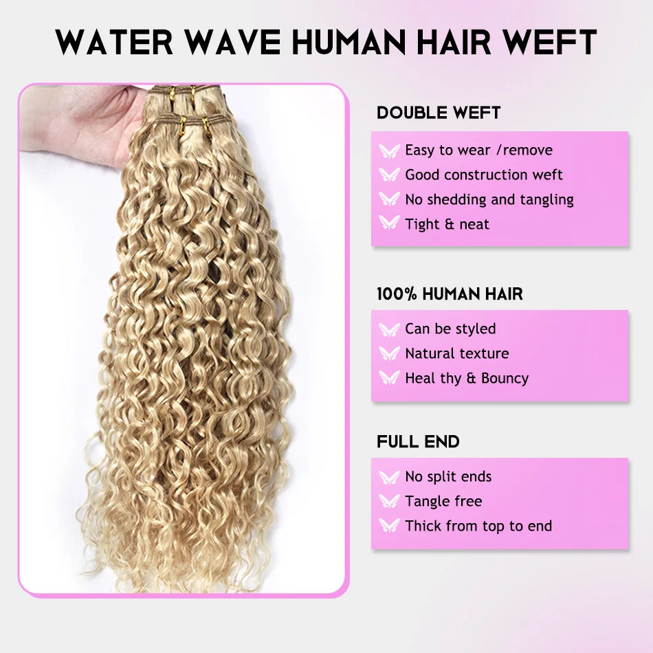 12-26Inch Tự Nhiên Remy Tóc Sợi Ngang Ý Sóng Nước Bó Humain Tóc Xoăn Tóc Phần Mở Rộng Cho Người Phụ Nữ tóc Vàng Ombre