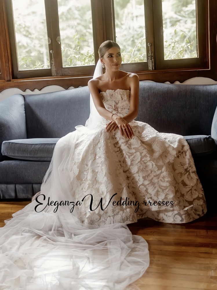 Vestido de noiva sem alças personalizado com deslumbrantes apliques de renda e silhueta floral linha a vestido de noiva vestidos de novia