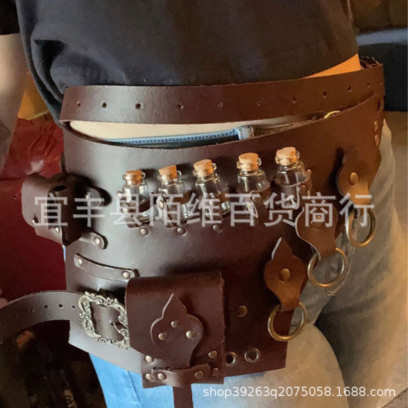 Riñonera con cinturón de cuero para Colgar botellas de poción, accesorio para fiesta de Halloween, novedad