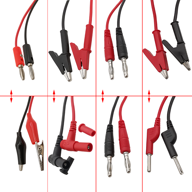 Cables de prueba universales para multímetro, conector Banana de 4mm a pinzas de cocodrilo, conector Banana de 4mm, gancho de prueba, Cable de punta de aguja para sonda, 1 Uds.