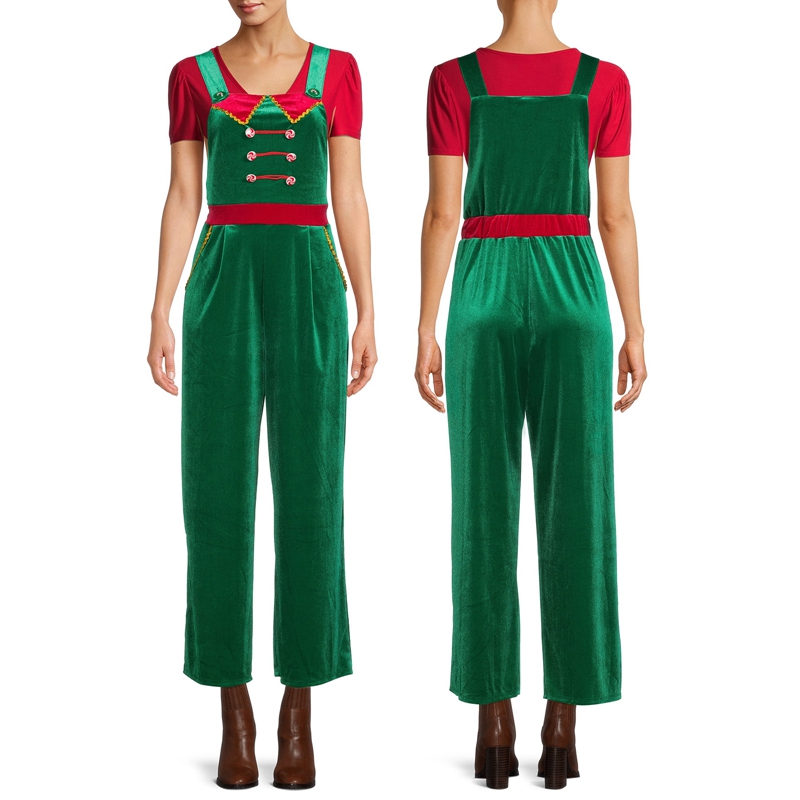 Mono de Navidad para mujer, mono informal sin mangas con estampado 3D, pantalones holgados, disfraz de fiesta navideña, pantalones de pierna ancha para mujer