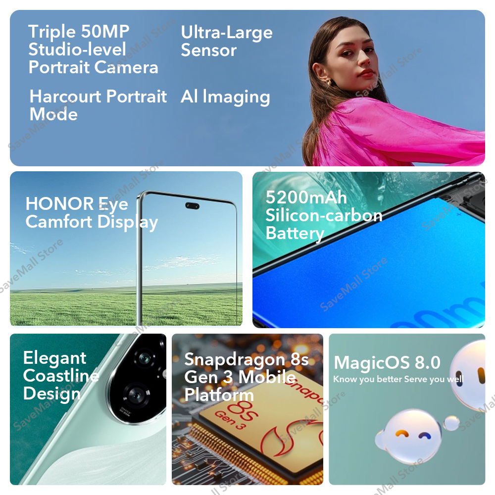 2024 versão global honor 200 pro snapdragon 8s gen 3 5g smartphone 6.78 ''120hz display amoled suporte honor 100w supercharge