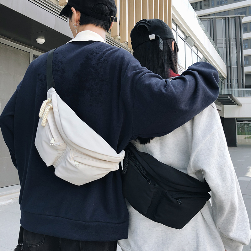 Bolsa de peito de nylon unissex, bolsa de cintura clássica de cor sólida de grande capacidade para mulheres, bolsa de ombro, nova bolsa esportiva masculina