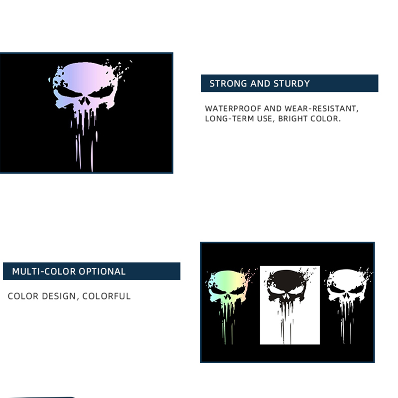 Skull Sticker Reflective Decal Motorcycle Stickers Waterproof Sun Protection Universal Car Motorbike Decoration Accessories