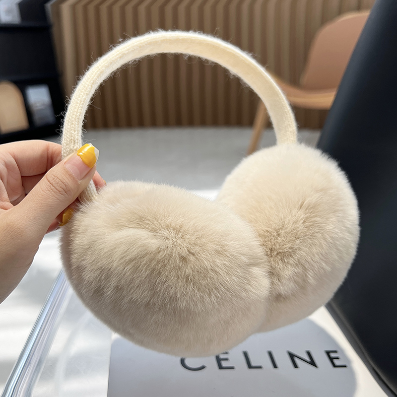 Mppm bonito fones de ouvido feminino genuíno pele de coelho real quente earmuff headbands acessórios de inverno para mulher capa de orelha para o inverno