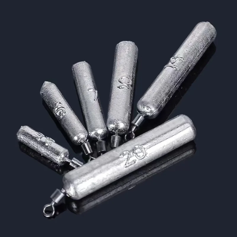 Conjunto de pesos de pesca com 10 peças, 5g 10g 20g, iscas de peixe de carpa, formato alongado, acessórios de equipamento de pesca