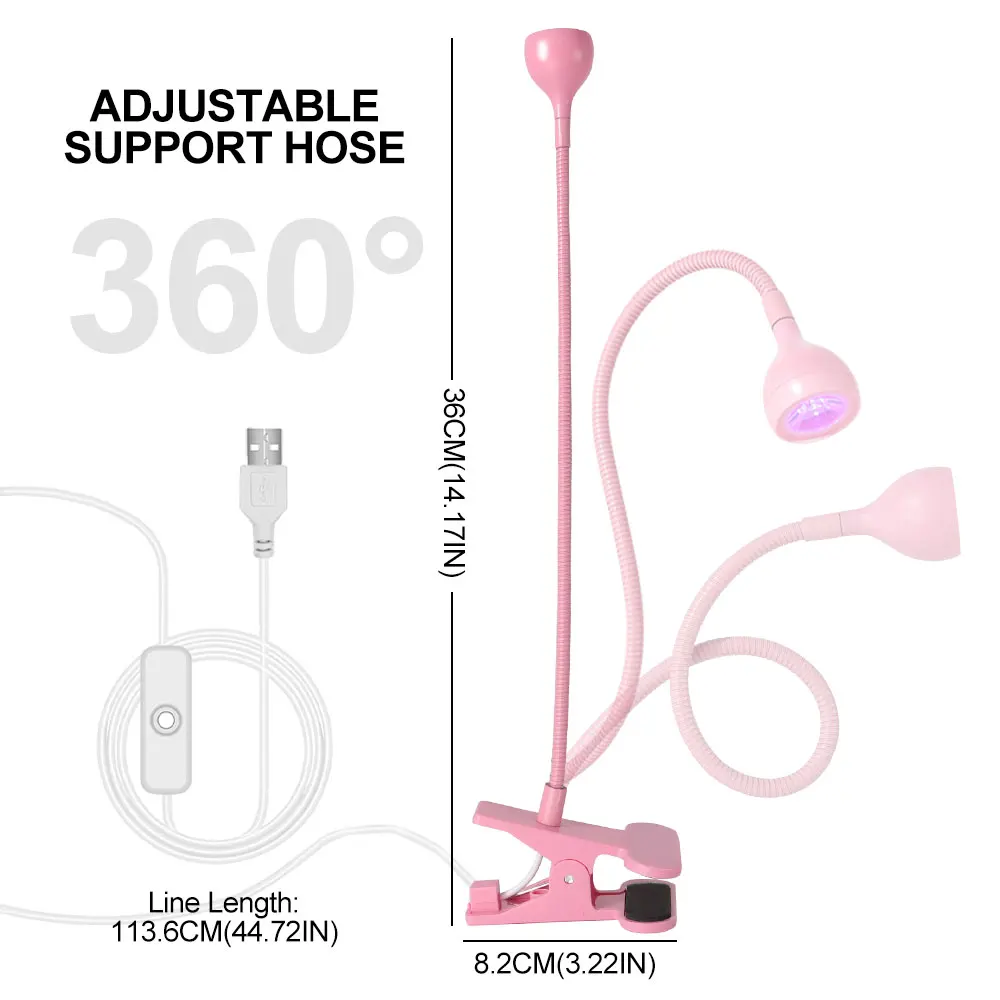 เล็บ LED UV โคมไฟสําหรับแห้งเจลเล็บ Clip-On โต๊ะแบบยืดหยุ่น Mini แบบพกพา USB โคมไฟเล็บ UV Light เครื่องเป่าผมสําหรับเล็บ Salon
