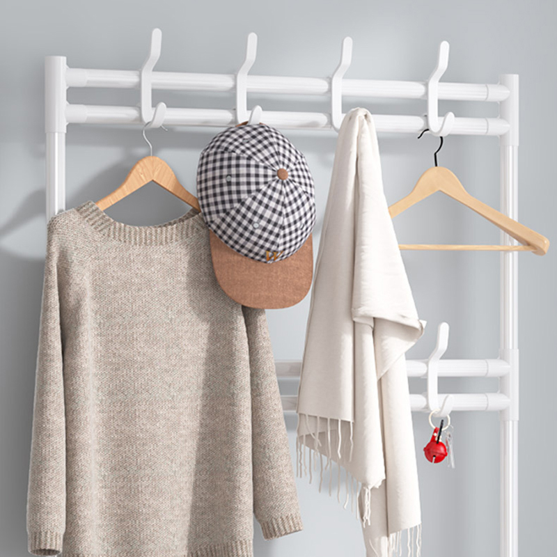 Shoemaker Organizer Bedroom Floor Mounted Clothes Hanger Multifunctional Assembly Coat And Hat Rack Household Door Four Layer Sh