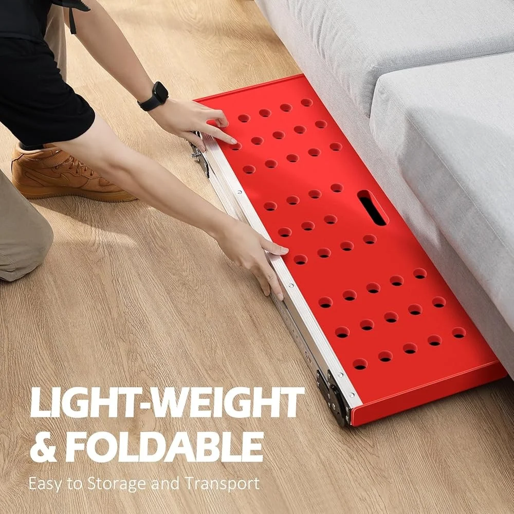Folding Adjustable Step Ladder Heavy Duty Work Platform Anti-Slip Feet Lightweight Portable Multi-Functional with Safety Lock