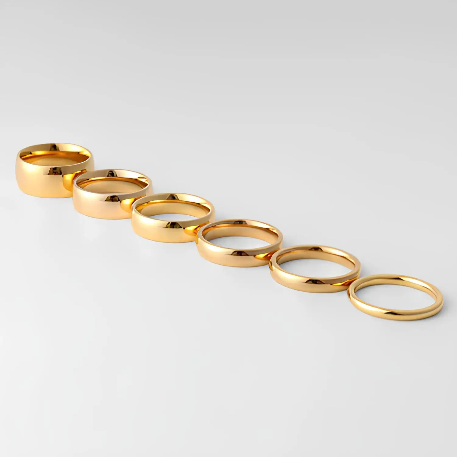 공장 직접 판매 여성을위한 2mm 3mm 4mm 5mm 6mm 8mm 약혼 밴드 반지 간단한 18K 골드 PVD 스테인레스 스틸 쥬얼리 CFR0264