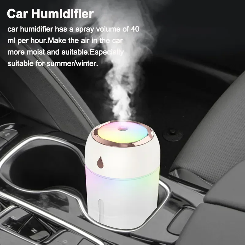 Clearance_Mini USB ポータブル空気加湿器、アロマディフューザー、LED クールライト、部屋、自宅、車用ミスト、植物清浄機、330ml _株式会社