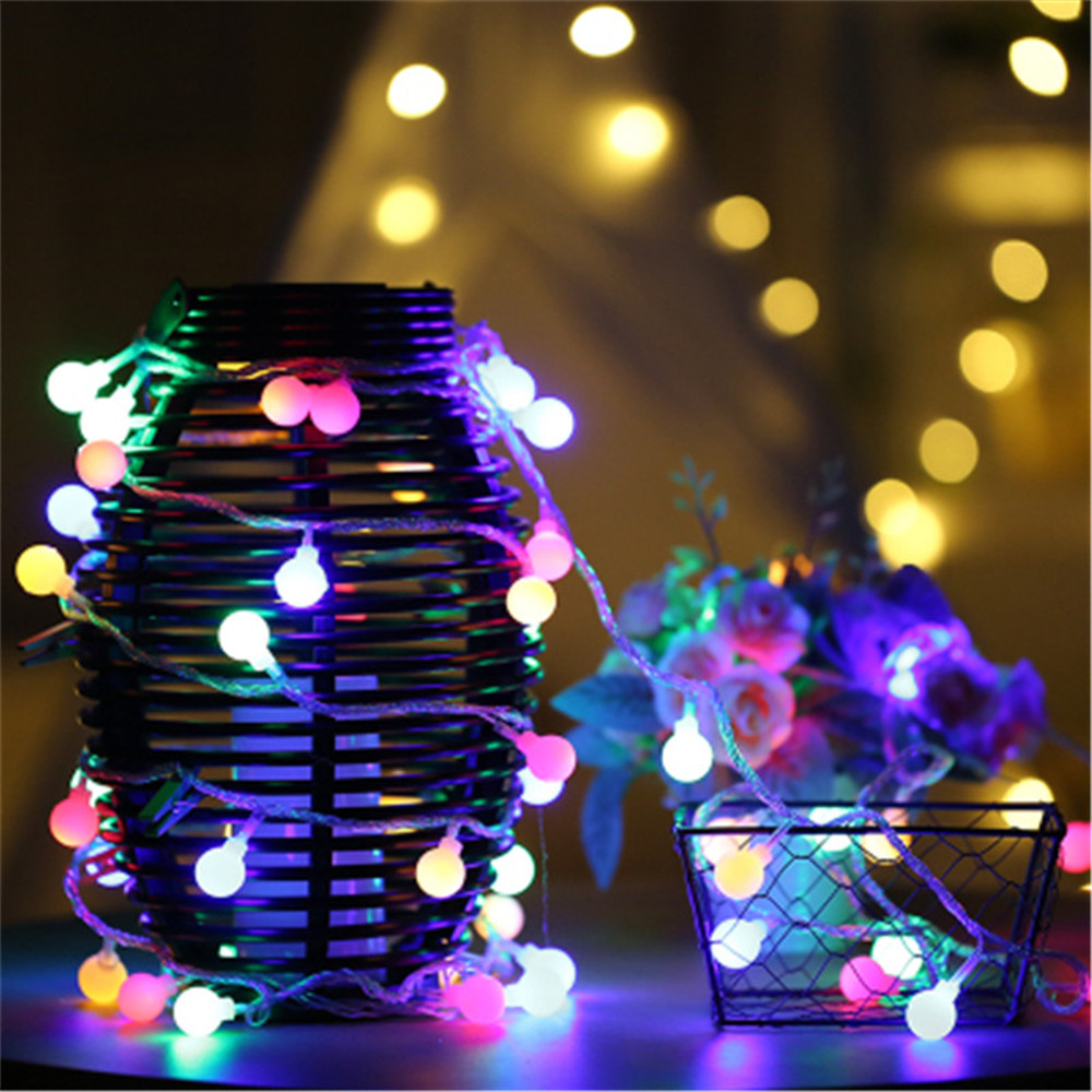 1.5M 3M 6M 10M LED Cherry Ball Garland String Lights Flash Indoor Holiday Lamp 10/20/40 LED Fairy Lights Battery/USB Operated